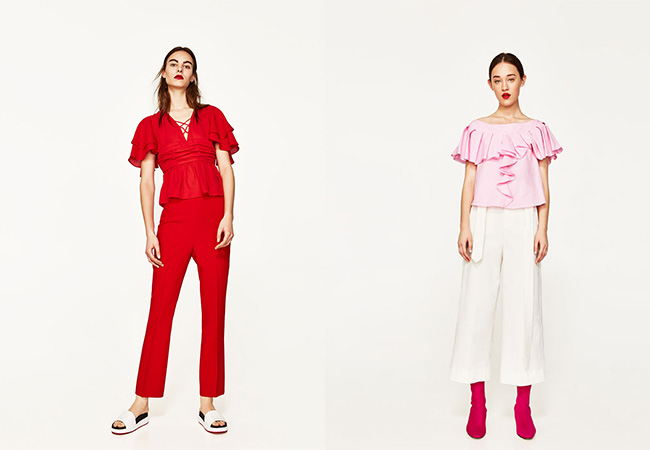 Volants, ruches e spalle scoperte moda primavera estate camicie