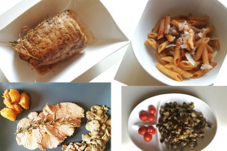 pranzo della domenica pasta al sugo di melanzane lonza al forno con patate e funghi trifolati